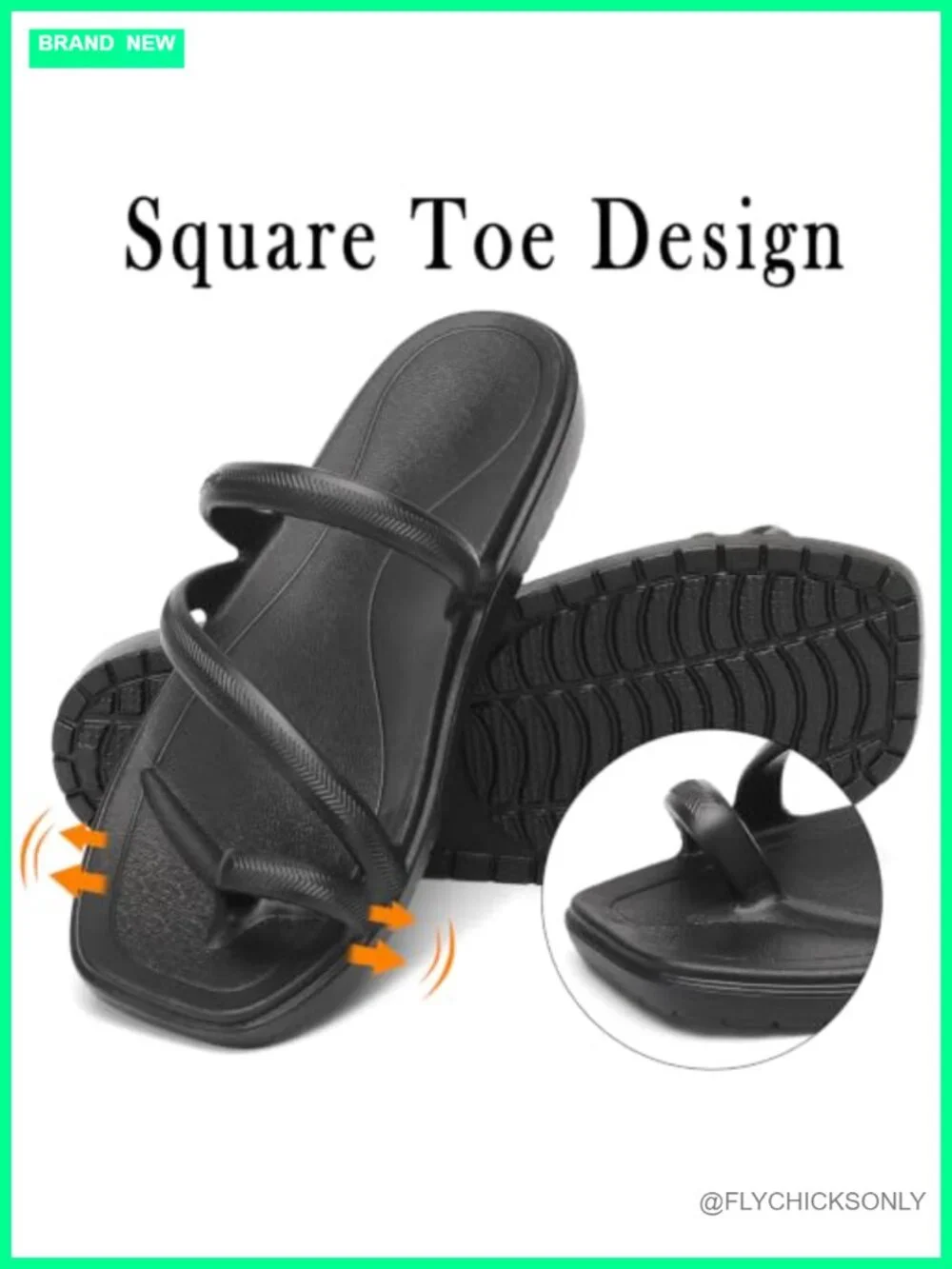 Arch Support Flip Flops Square Toe Lightweight Cushion Thong Sandals